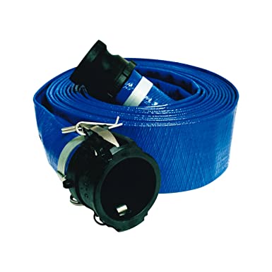 Apache 98138044 2" x 25' Blue PVC Lay-Flat Discharge Hose with Poly Cam Lock Fittings