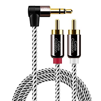 3.5mm to RCA Cable,CableCreation 3 Feet Angle 3.5mm Male to 2RCA Male Auxiliary Stereo Audio Y Splitter Gold-Plated for Smartphones, MP3, Tablets, Speakers,Home Theater,HDTV,1m