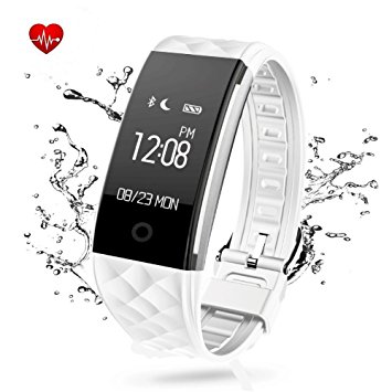 KEDA Fitness Tracker-Bluetooth Activity Wristband,Smart Bracelet with Sleep Quality Monitor,IP67 Waterproof Pedometer Samrt Watch with Heart Rate Monitor for IOS and Android (WHITE)