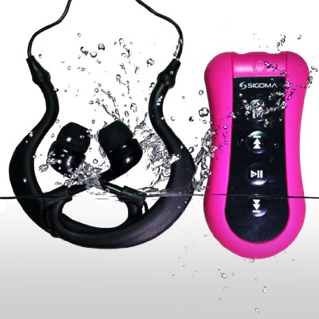 Sigoma 8GB waterproof swimming mp3 music player with wateproof Headphone, FM radio