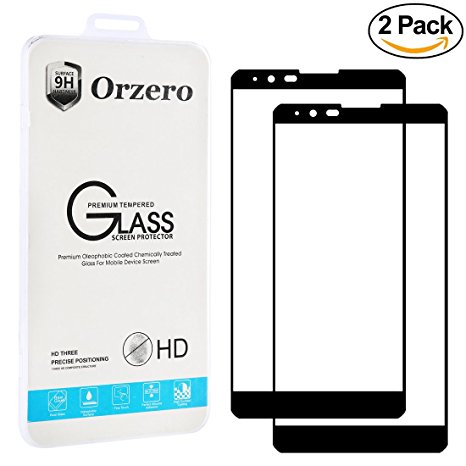 [2 Pack] Orzero LG stylo 2 / stylo 2 V / LS775 [ Full Coverage ] Tempered Glass Screen Protector, 2.5D Arc Edges 9 Hardness HD Anti-Scratch Anti-Fingerprint [Lifetime Replacement Warranty]