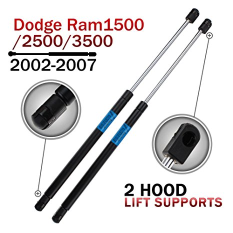 Dayincar Qty (2) DODGE Ram Hood Lift Supports Struts Dampers Shocks for 2002 to 2007 Dodge RAM 1500 2500 3500