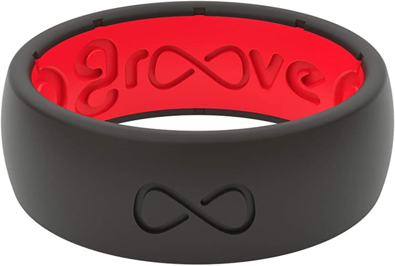 Groove Life Silicone Wedding Ring for Men - Breathable Rubber Rings for Men, Lifetime Coverage, Unique Design, Comfort Fit Mens Ring - Original