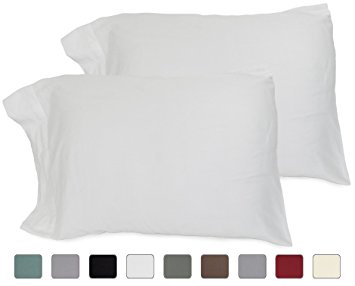 American Pillowcase 100% Cotton, High Thread Count, Luxury Set of Pillow Cases, Single Needle Hem Stitch, Standard 21x30 (fits 20x26 pillow) - White