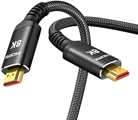 Snowkids 8K@60 HDMI Cable 2.1 1.5FT/0.5M, 48Gbps High Speed 8K60 4K120 144Hz Braided HDMI Cord HDR/eARC/3D HDCP 2.2&2.3 Compatible with Roku TV/PS5/HDTV/Blu-ray