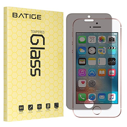 BATIGE Privacy Tempered Glass Screen Protector for iPhone SE 5 5C 5S Anti-spy Anti-peeping Glass Screen Guard