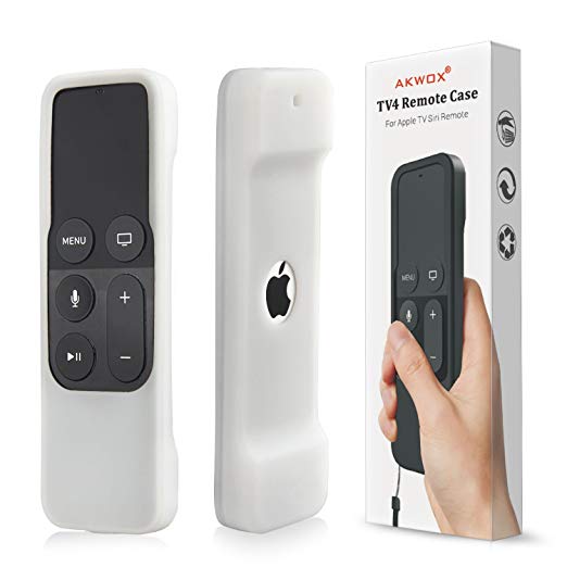 Akwox Apple TV Remote Case with Lanyard for 4th Generation - White