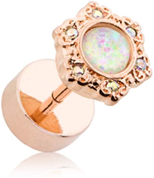 Rose Gold Opal Ornate Multi-Gem WildKlass Faux Plug
