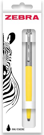 Zebra Pen 901 Retractable Ballpoint Pen - Medium Point 1.0mm Nib - Black Ink - Pastel Yellow Barrel