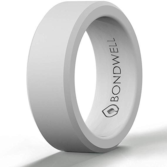 BONDWELL Silicone Wedding Ring for Men - Save Your Finger & A Marriage Safe, Durable Rubber Wedding Band for Active Athletes, Military, Crossfit, Weight Lifting, Workout