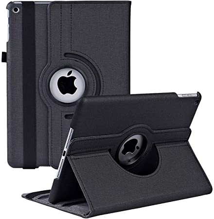 Hsxfl Rotating Case with iPad 10.2 Inch 2021/2020 iPad 9th/8th Generation & 2019 iPad 7th Generation Tablet 360 Degree Smart Protective Stand case Cover with Auto Sleep/Wake Function(Cowboy Black)