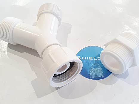 ShieldUp Washing Machine Dishwasher Appliance Y-Piece Inlet Hose Splitter Plus Connector - 3/4 inch, White,3x3x3