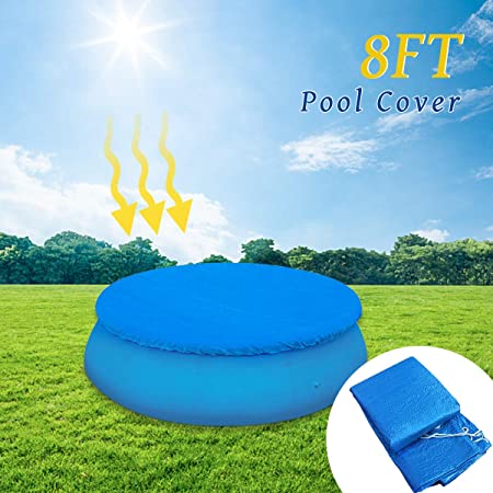 Evoio Solar Pool Cover for 8/10/12/15ft Diameter Round Easy Set and Frame Pools Above Ground Round Inflatable Pool Cover Protector (8 Foot Round)