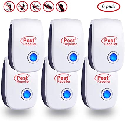 Ultrasonic Pest Repeller, 6 pack Electronic Plug In Mouse and Rat Repeller, Pest Control Insect and Spider Repellent Mice Repellent For Mosquitos, Flies, Roaches, Rats, Mice