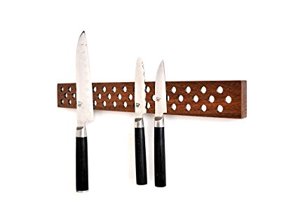 Magnetic Wooden Knife Bar Holder Strip, Cherry or Walnut, 12, 16, 20, or 24 Inch (20 Inch, Walnut)