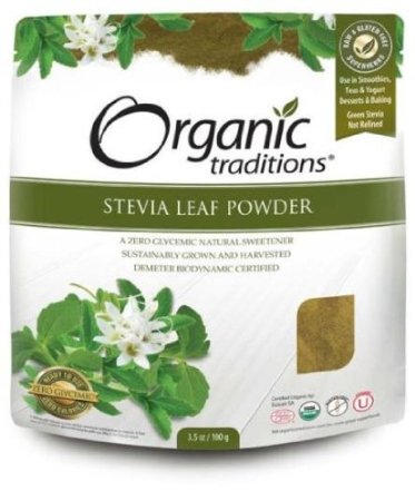 Stevia Powder 100g -Green Leaf -Raw Food Diet- Brand: Organic Traditions