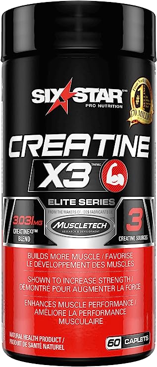 Creatine | Six Star Creatine X3 Pills | Creatine Monohydrate | Post Workout Muscle Recovery and Muscle Builder for Men and Women, Creatine Supplements | 60 Count