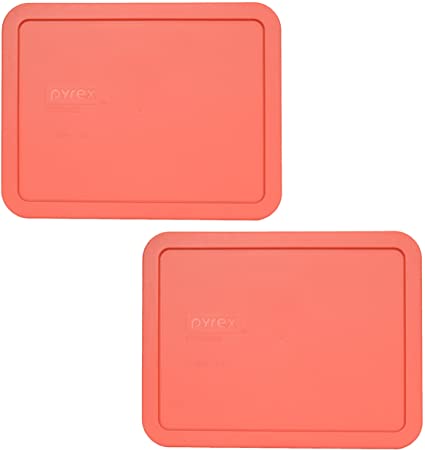 Pyrex 7211-PC 6 Cup Coral Rectangle Plastic Food Storage Lid - 2 Pack