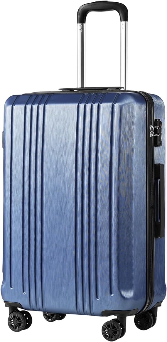 Coolife Luggage Expandable Suitcase PC ABS with TSA Lock Spinner 20in24in28in (Ice Blue, L(28))
