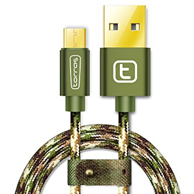 Micro USB Cable,TORRAS@ Extra Long 5.5Ft High Speed Braided 2.0 USB to Micro USB Charging Cable Android Charger Sync Data Cord For Samsung Galaxy S5 S6 Edge S7,Note 3 4 5,Nexus,HTC,LG - Camo Green
