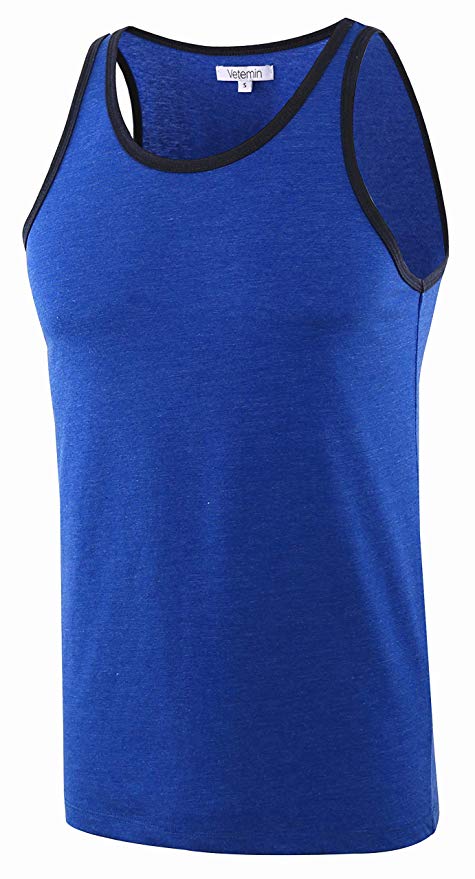 Vetemin Mens Premium Basic Solid Vintage Athletic Jersey Tank Top Casual Shirts