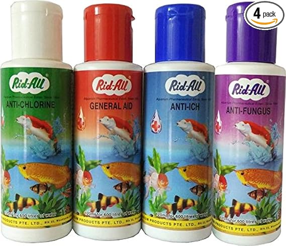 Royal Pet Rid-All Fish Medicine 120ml Pack | Anti-Chlorine   General Aid   Anti-Ich   Anti Fungus | 4 Bottles in Pack