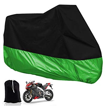 Surepromise XL/ larger Motorcycle Motorbike Water Resistant Dustproof UV Protective Breathable Cover Outdoor Green/Black w/ Carry Bag Stylish 90% Waterproof 245x105x125cm