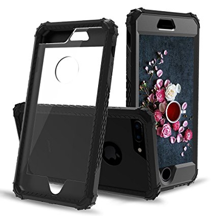 iPhone 7 plus 8 plus Case Crytal Clear - JAZ Ultra Thin Transparent Clear Dual Layer Hybrid Heavy Duty Shockproof Anti-Scratch Full-Body Protective Cover For iPhone 7Plus/8Plus (Matte black)