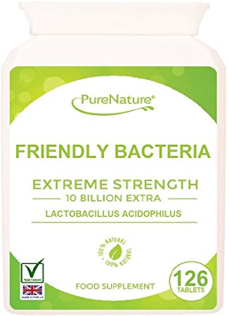 126 Lactobacillus-Acidophilus Double Strength 150 Billion/g providing 10 Billion CFUS Live Friendly Bacteria per Tablet | Easy to Swallow | 4-5 Month Supply |Best 5 Star Quality for a Healthy & Happy Digestive System Naturally Free from Gluten & Gelatin| Suitable for Vegetarians| 100% Quality Guarantee| FREE UK DELIVERY