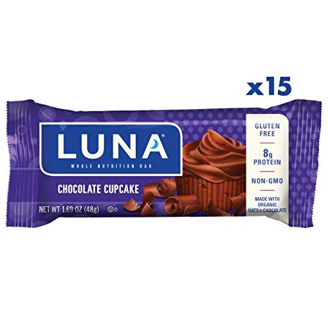 LUNA BAR - Gluten Free Bar - Chocolate Cupcake - (1.69 Ounce Snack Bar 15 Count) (packaging may vary)