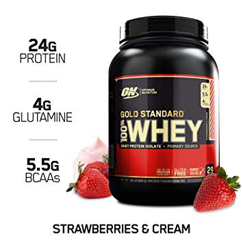 Optimum Nutrition Gold Standard 100% Whey Protein Powder, Strawberry & Cream, 2 Pound