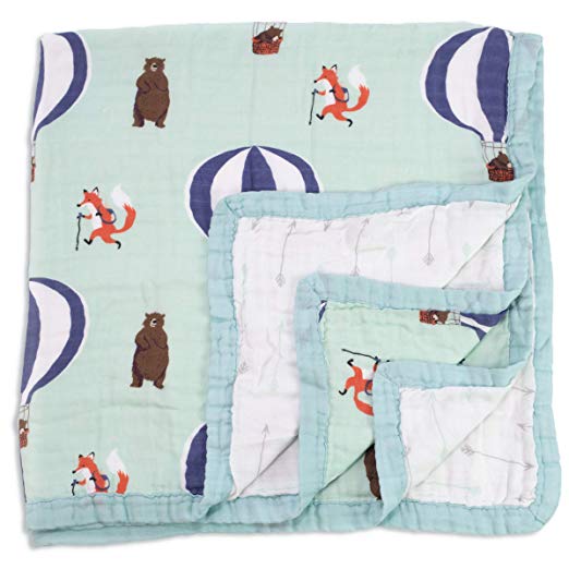 Baby & Toddler Blanket - Boy & Girl. Muslin Cotton Bamboo. Large, Soft & Warm, Breathable & Lightweight. Cozy Dream & Snuggle Blanket. Preschool Nap Security Crib & Bed Blanket (Fox & Bear)