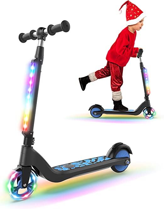 SISIGAD Electric Scooter for Kids Ages 6-12, LED Light-Up Deck, Kids Scooters with 3 Adjustment Levels Handlebar to 36 Inches High,5.3" Wheel UL Certificated Kick Scooter, Christmas Birthday Gifts