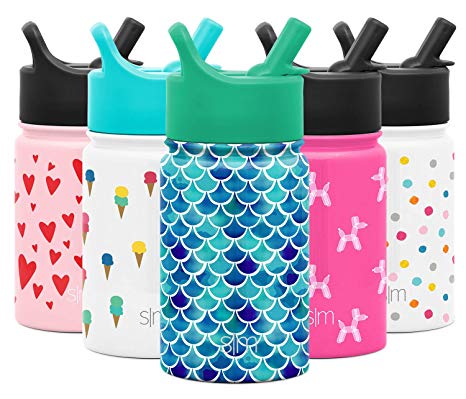 Simple Modern 10oz Summit Kids Water Bottles with Straw Lid Sippy Cup - Dishwasher Safe Vacuum Insulated Tumbler Double Wall Travel Mug 18/8 Stainless Steel Flask - Mermaid