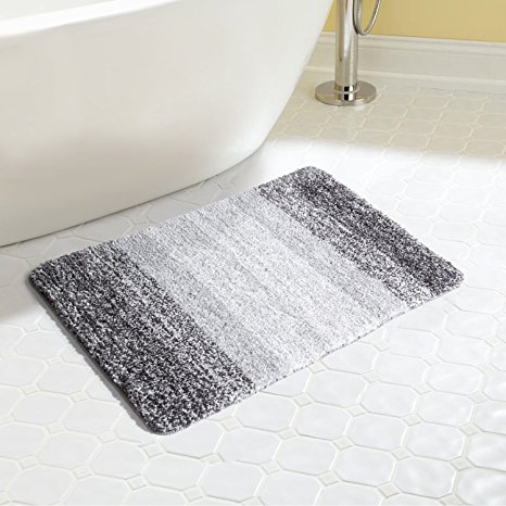 Lifewit 32" by 20" Non-Slip Step Out Water Absorbent Shaggy Bath Mat Machine Washable Basic Rug Grey