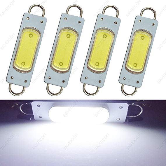 SAWE - 44mm COB Festoon LED Bulbs For Car Side Door Courtesy Rigid Loop 1.73" LED Light Bulbs 561 562 567 (4 pieces) (White)