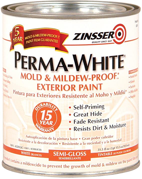 Rust-Oleum Zinsser 31.5 fl oz. PermaWhite Exterior Semi-Gloss