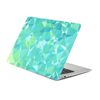 Unik Case-Gradient Ombre Scattered Turquoise Triangular Galore Ultra Slim Light Weight Matte Rubberized Hard Case Cover for Macbook Air 13" 13-Inch Model: A1369 and A1466