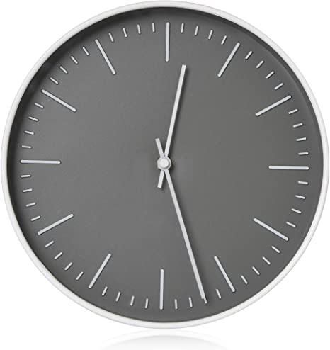 RCA RCWC10WG Wall Clock, 10" Round - Grey. Decorative Wall Clock - Battery Operated Quartz Accuracy - Large Display Clock