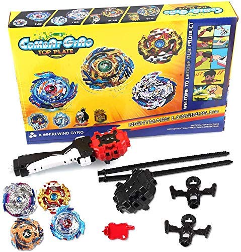 KINOEE Bey Battle Burst God Blades Gyro Evolution Combination 4D Series with Stadium Battle Arena, Launcher Stater Grip, Includes 4 Battling Fusion Beyblades
