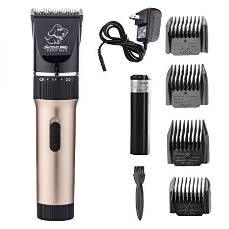 Dog Grooming Clippers, PYRUS Low Noise Rechargeable Cordless Electric Professional Dog Clippers Kit for Dogs Cats and Other Animals