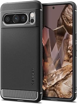 SPIGEN Rugged Armor Designed for Google Pixel 8 Pro Case (2023) Shock Absorption Resilient Slim Soft Cover - Black