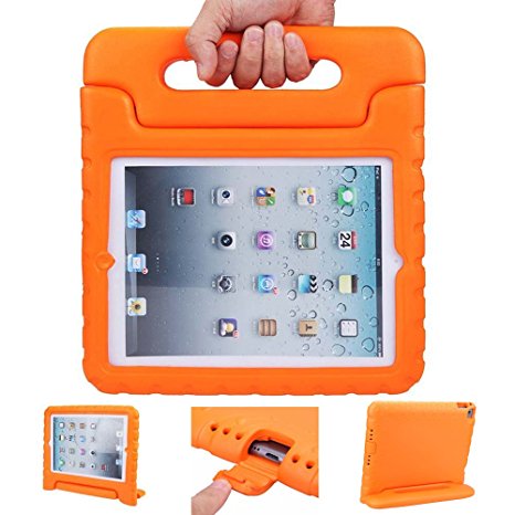 iPad air 2 case, ipad 6 case, ANTS TECH Light Weight [ Shockproof ] Cases Cover with Handle Stand for Kids Children for iPad air 2 (6) (iPad Air 2 (6), Orange)