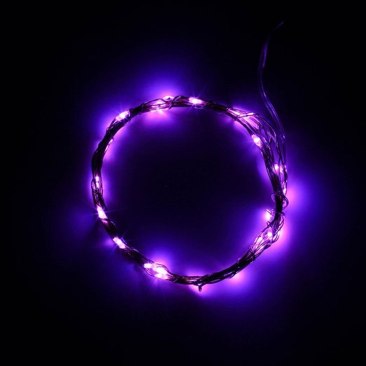BINZET Soft Wire LED Light String 3m 30 LED Bulbs Starry Starry Light Indoor String Light Outdoor String Lights 3 AA Batteries Operated LED Fairy Light - Purple