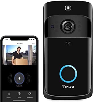 Video Doorbell [Upgrade] Wireless Doorbell Camera IP5 Waterproof HD WiFi Security Camera Real-Time Video for iOS&Android Phone, Night Light (Black)