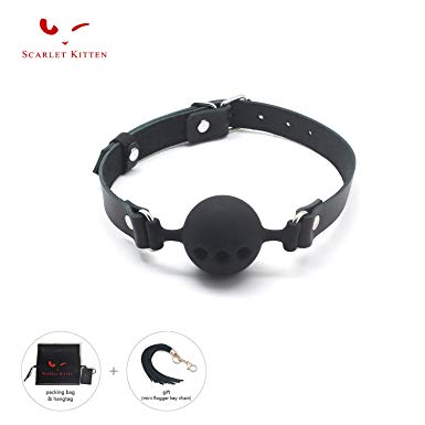 SCARLET KITTEN Breathable Medium Bite Ball Leather and Silicone for Women Men, Black