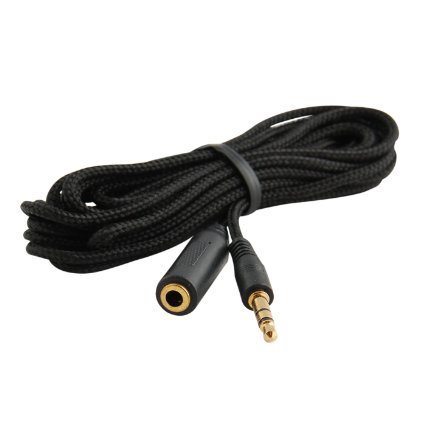 JacobsParts 10-Foot 3.5mm 1/8" Stereo Audio Aux Headphone Cable Extension Cord Male to Female with Cloth Jacket