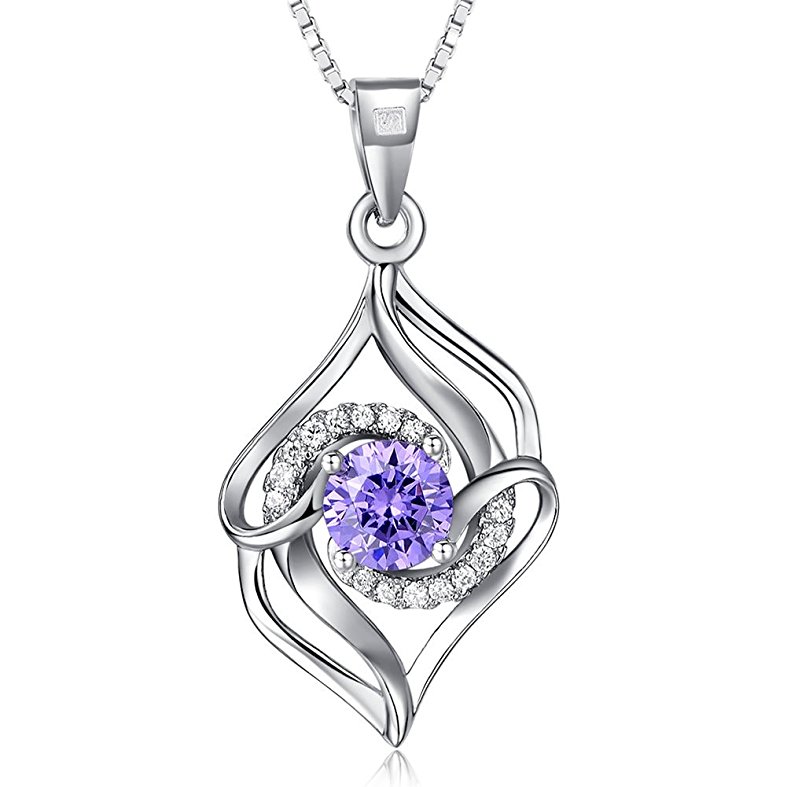 Joyfulshine Women 925 Sterling Silver Necklace Cubic Zirconia Crystal Love Pendant for Ladies Girls