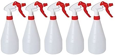 5x Complete Pack Of 750ml Red Coloured Hand Trigger Spray Bottles for Cleaning, Gardening and Feeding, Industrial & Domestic (5, Red)