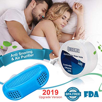 2-in-1 Anti Snoring Devices, Snoring Solution Nasal Dilator Air Purifier Filter Nose Vents Plugs Clip Stop Snoring Aids Snore Stopper Reduce Snoring Sleeping Aid Device for Ease Breathing (Blue)